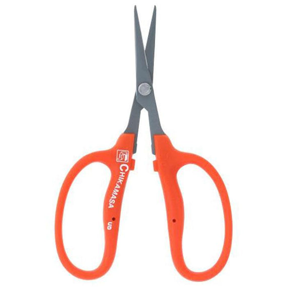 Ciseaux de taille fine Chikamasa B-500SLF à revêtement fluoré, vus de face sur fond blanc
