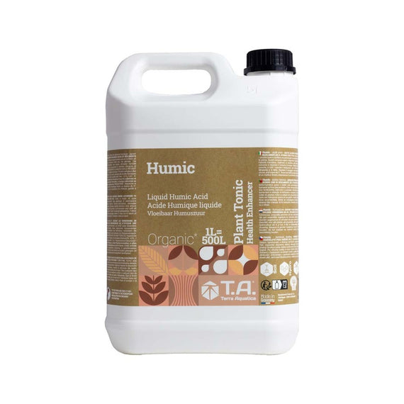 Bidon de 5 L d'acide humique liquide, biostimulant utilisable en bio
