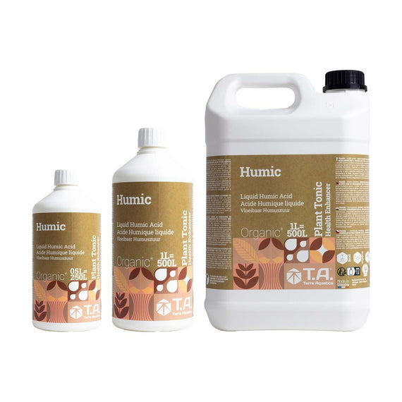 Acide humique en flacons de 500 ml et 1 L et en bidon de 5 L
