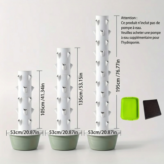 Tour hydroponique en formats et tailles variés pour adapter culture verticale au balcon ou intérieur
