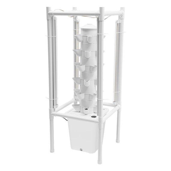 Tour hydroponique compacte pour potager vertical autonome au sol ou sur plan de travail