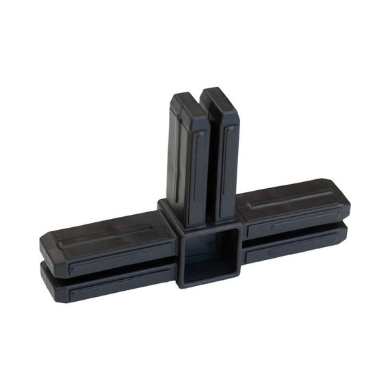 Insert en T pour tube carré vu de trois quarts