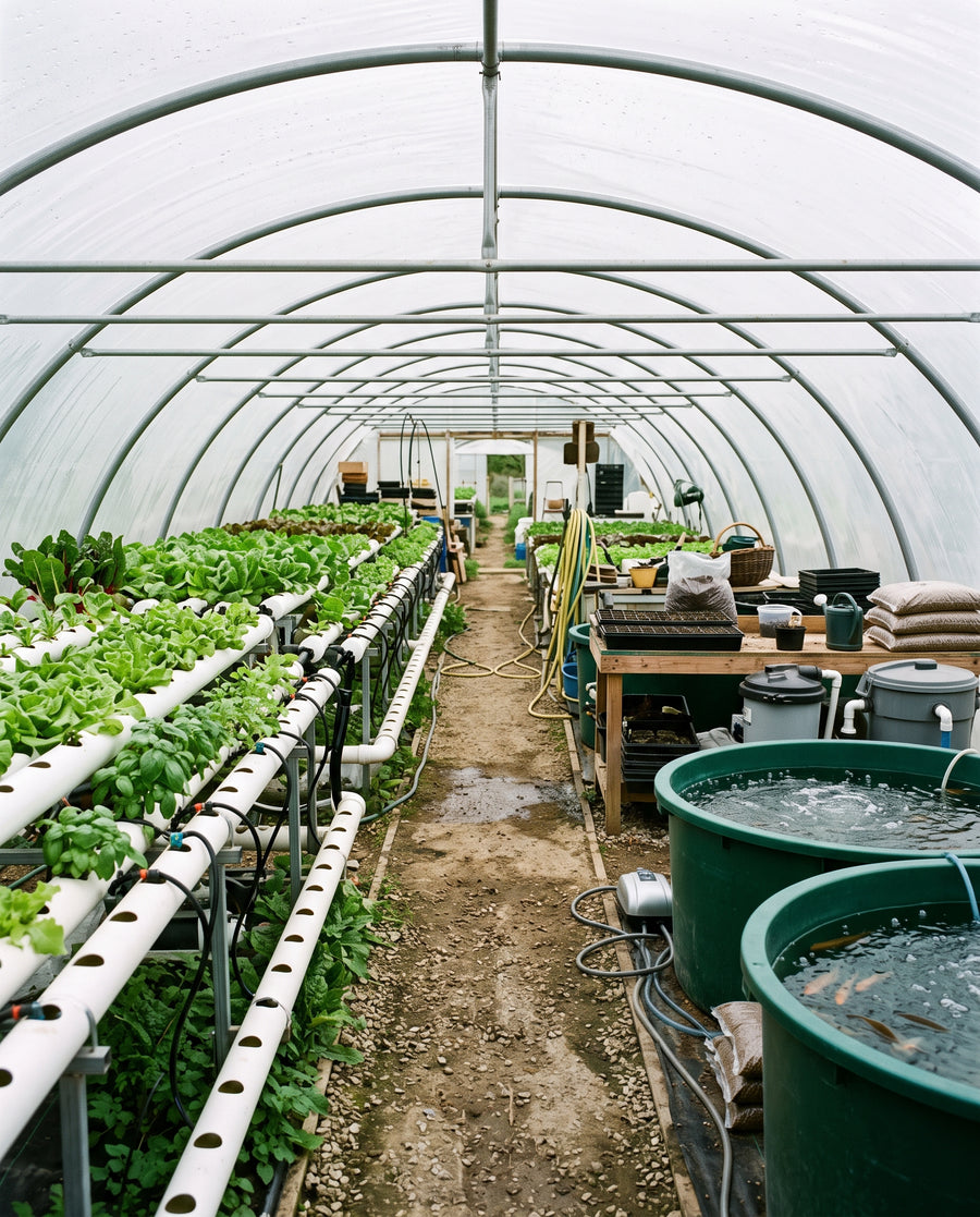 Ferme aquaponique sous tunnel