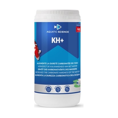 Pot de 1 kg de correcteur KH+ pour bassin, vu de face sur fond blanc