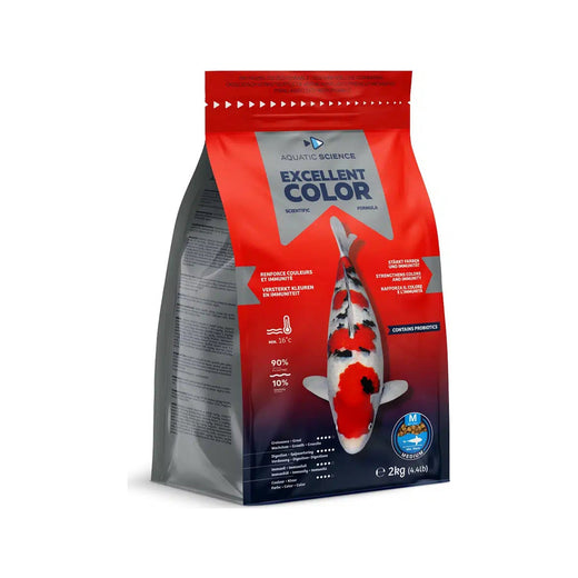 Sac de 2 kg d'Aquatic Science Excellent Color en granulés medium 4 à 5 mm, sur fond blanc
