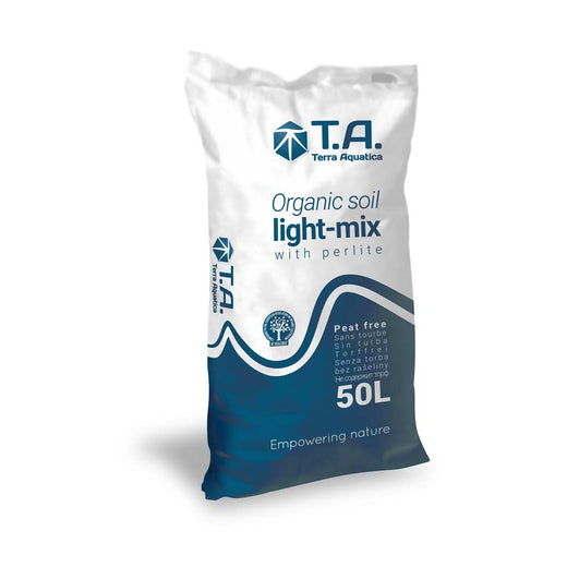 Sac de terreau organique 50 L de trois quarts, mention sans tourbe