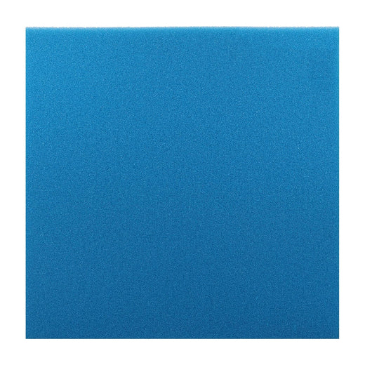 Plaque de mousse filtrante fine bleue Hobby de 50 x 50 x 5 cm vue de face, à découper