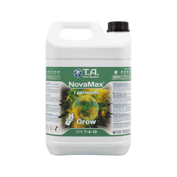Bidon de 5 L de NovaMax Grow avec poignée et bouchon noir
