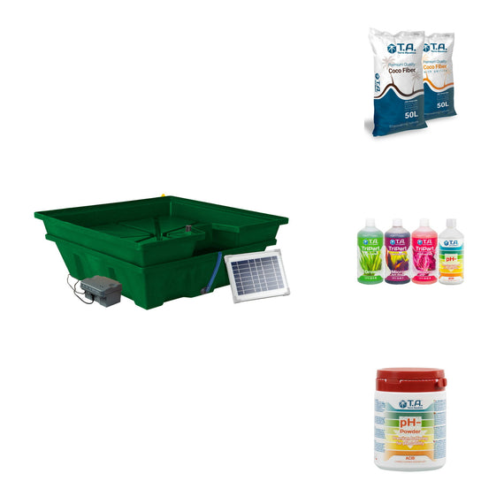 Contenu du pack : la table à marée solaire, la fibre de coco et la nutrition tripart