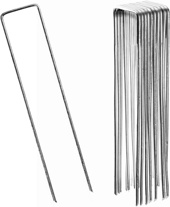 Pack de 10 piquets en métal pour fixer bâche de bassin et toile géotextile au sol