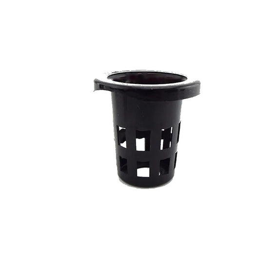 Petit panier de culture hydroponique noir de 3,5 cm au rebord, vu de face sur fond blanc