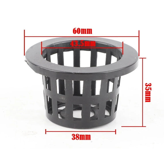 Cotes du panier de culture de 6 cm : 60 mm au rebord, 43,5 mm d'ouverture, 38 mm au fond et 35 mm de hauteur