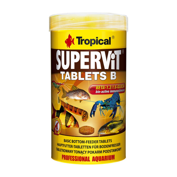 Caixa de 250 ml de pastilhas de afundamento Tropical Supervit Tablets B para peixes de fundo