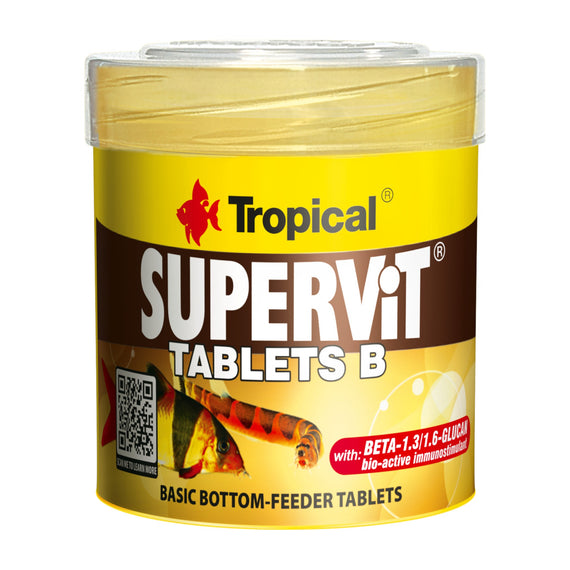 Caixa de 50 ml de pastilhas de afundamento Tropical Supervit Tablets B para peixes de fundo