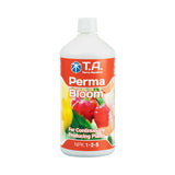 Bidon de 1 L de PermaBloom, engrais minéral NPK 1-2-5 illustré de poivrons, sur fond blanc