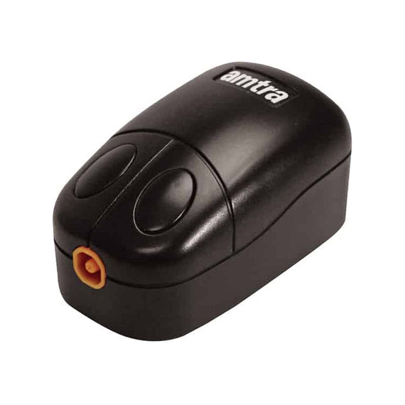 Pompe à air Amtra Mouse 3 noire, sortie d'air orange sur la face avant