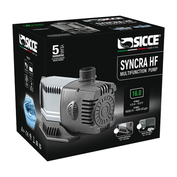 Emballage noir de la pompe Sicce Syncra HF 16.0, garantie de 5 ans