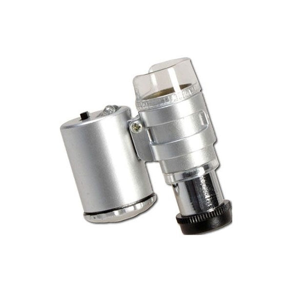 Mini microscope x60 repliable à éclairage LED et ultraviolet