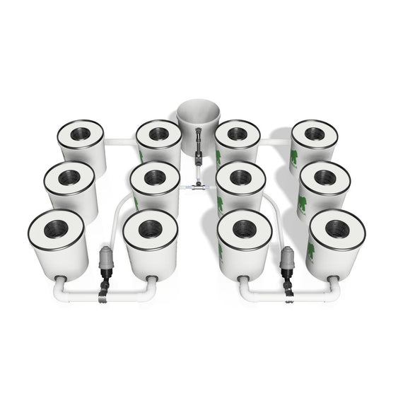 Kit RDWC PRO Growrilla, 12 pots 4 files vue 3/4 arrière