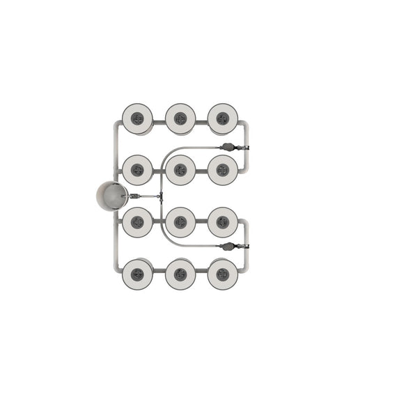Kit RDWC PRO 12 pots 4 rangs, vue alternative