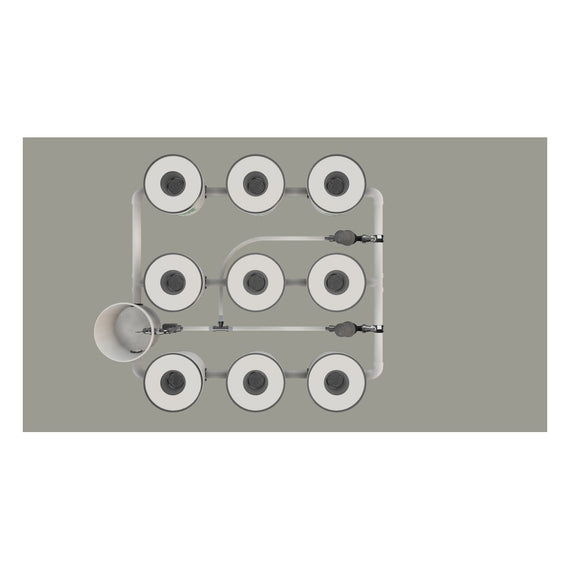 Kit RDWC PRO 9 pots, vue 3D alternative