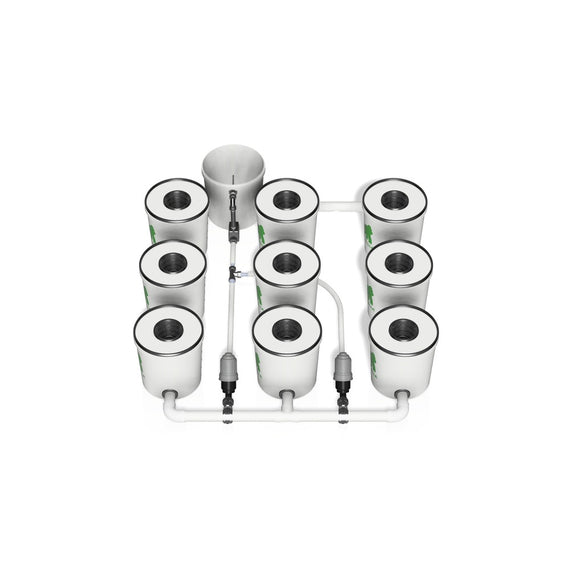 Kit RDWC PRO Growrilla, 9 pots vue 3/4 arrière