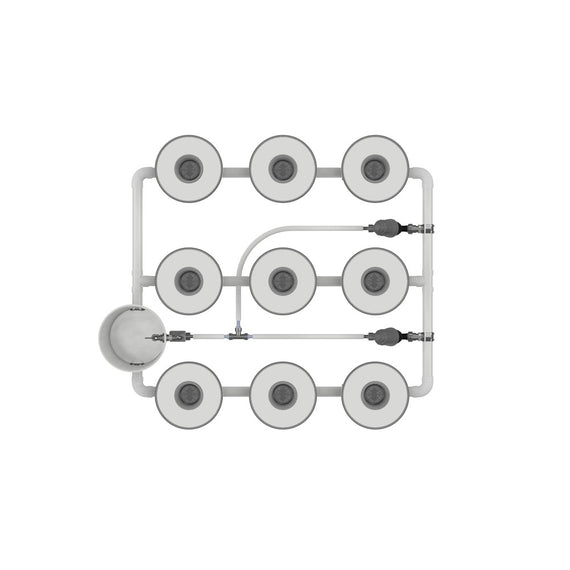 Kit RDWC PRO Growrilla, 9 pots vue de face