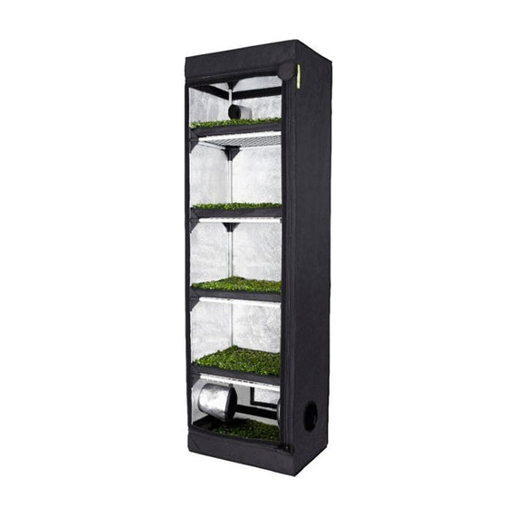 Chambre de propagation Probox Propagator L fermée, colonne étroite à étagères vue de trois quarts