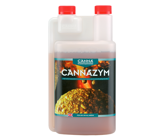Flacon de CANNAZYM, additif enzymatique liquide pour substrat de culture