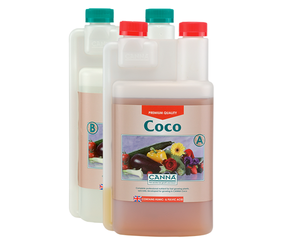 Bidons A et B de CANNA Coco, engrais en deux parties pour culture sur fibre de coco