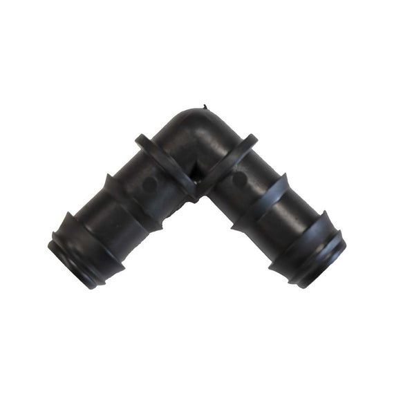 Coude cannelé à 90° de 16 mm en polypropylène noir