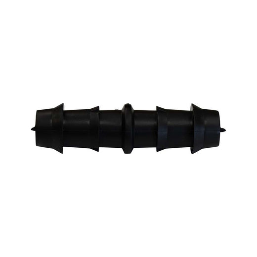 Jonction droite cannelée noire de 16 mm, deux embouts à crans