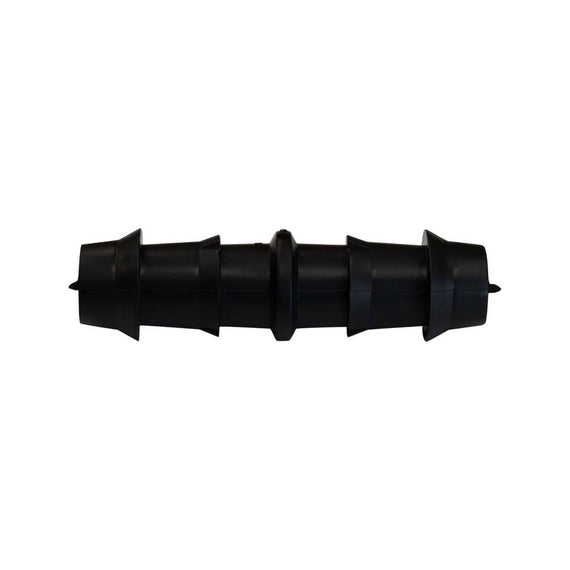 Jonction droite cannelée noire de 16 mm, deux embouts à crans