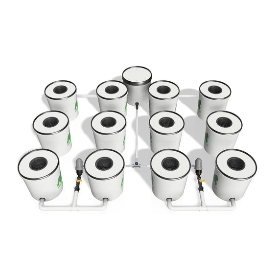 Kit RDWC 2.0 Growrilla, 12 pots vue 3/4 arrière