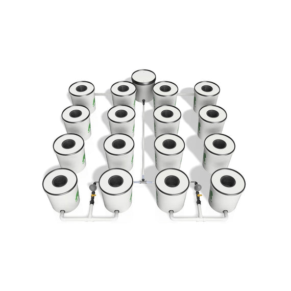 Kit RDWC 2.0 Growrilla, 16 pots vue 3/4 arrière