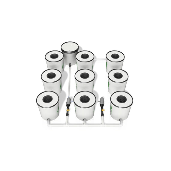 Kit RDWC 2.0 Growrilla, 9 pots vue 3/4 arrière