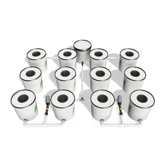 Kit hydroponique RDWC 2.0 Growrilla 12 pots, vue de côté