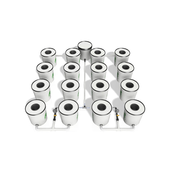 Kit hydroponique RDWC 2.0 Growrilla 16 pots, vue de côté