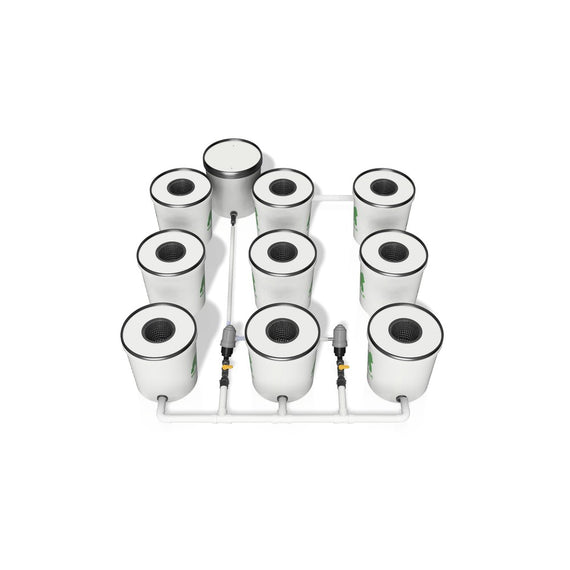 Kit hydroponique RDWC 2.0 Growrilla 9 pots, vue de côté