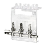 Distributore d'aria Hobby Air Control con tre rubinetti metallici sul suo supporto trasparente