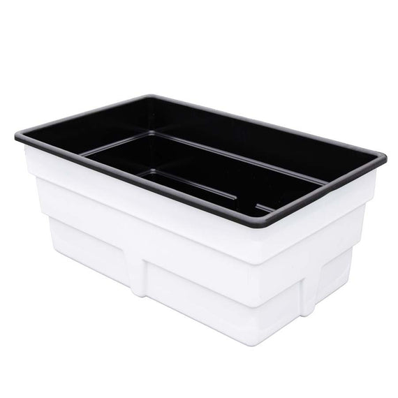 Réservoir de 170 L ouvert, paroi extérieure blanche et intérieur noir visible sur toute la hauteur
