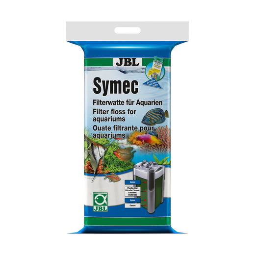 Sachet de ouate filtrante JBL Symec, vue de face, ouate blanche visible sous l'emballage