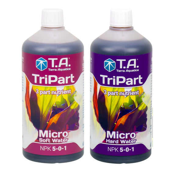 TriPart Micro eau douce et TriPart Micro eau dure côte à côte