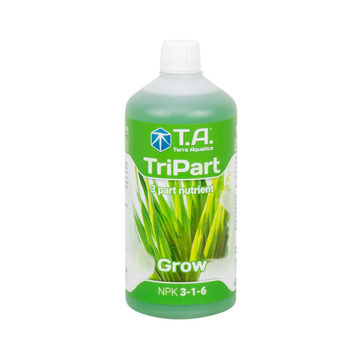 Bidon de TriPart Grow de Terra Aquatica, engrais de croissance, sur fond blanc