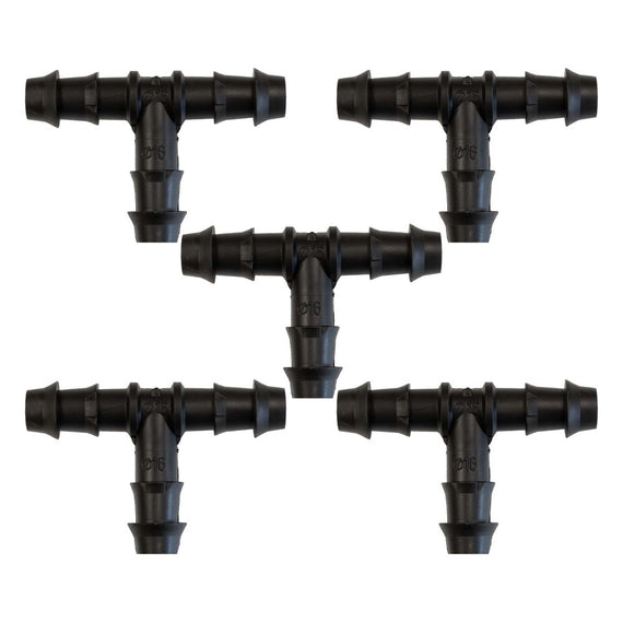 Lot de 5 tés cannelés de 20 mm pour tuyau souple