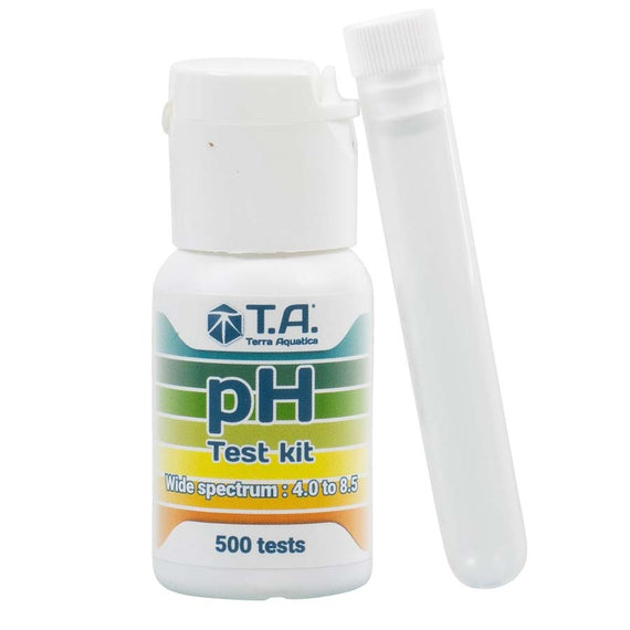 Flacon de test de pH de 30 ml pour 500 mesures, avec son éprouvette de lecture