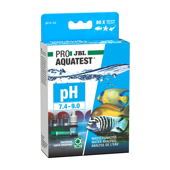 Box of the fine-range pH drop test, 7.4 to 9.0, for alkaline freshwater, ponds and seawater