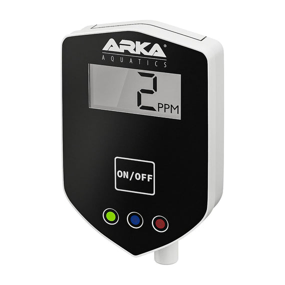 ARKA myAqua in-line TDS tester for reverse osmosis unit with display showing 2 ppm