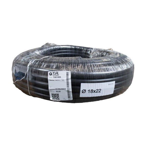 Rouleau de tuyau souple noir de 18 x 22 mm vendu au mètre