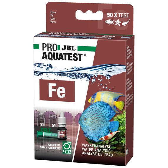 Boîte cartonnée du test de fer Fe en gouttes, marquée 50 tests, pour aquarium, bassin et eau de mer